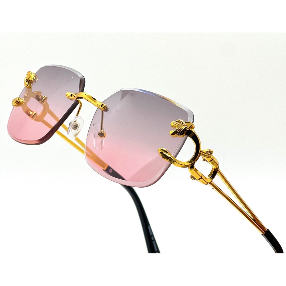 Sunglasses Women's Men Pink Tint Fashion Trendy Shades Diamond Cut Lentes Gafas